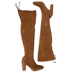 Women's Over The‎ Knee Thigh High Boots Block Heel Brown Ultra Suede Size 9